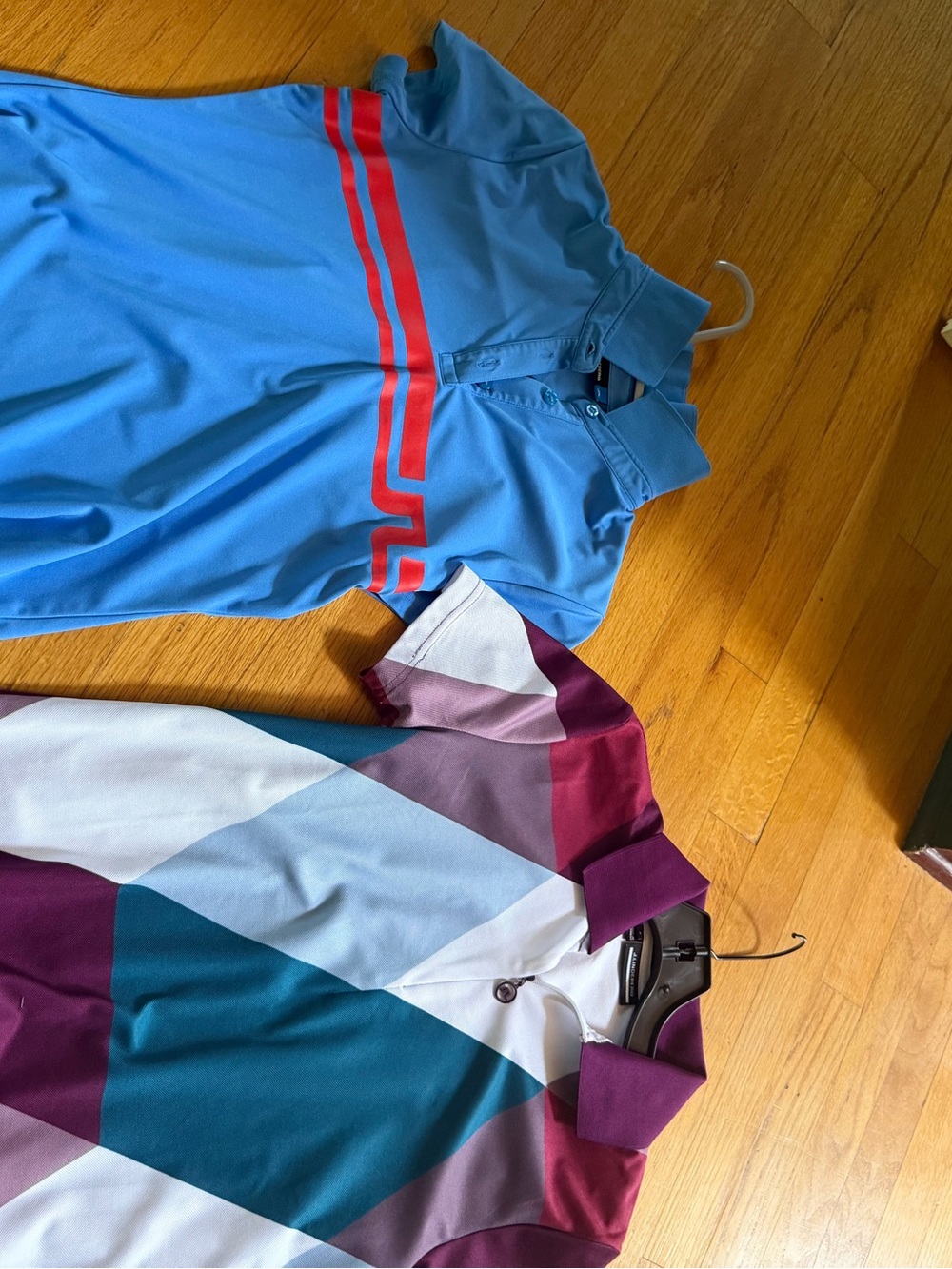 Blue Polo Sweater with Red Stripe